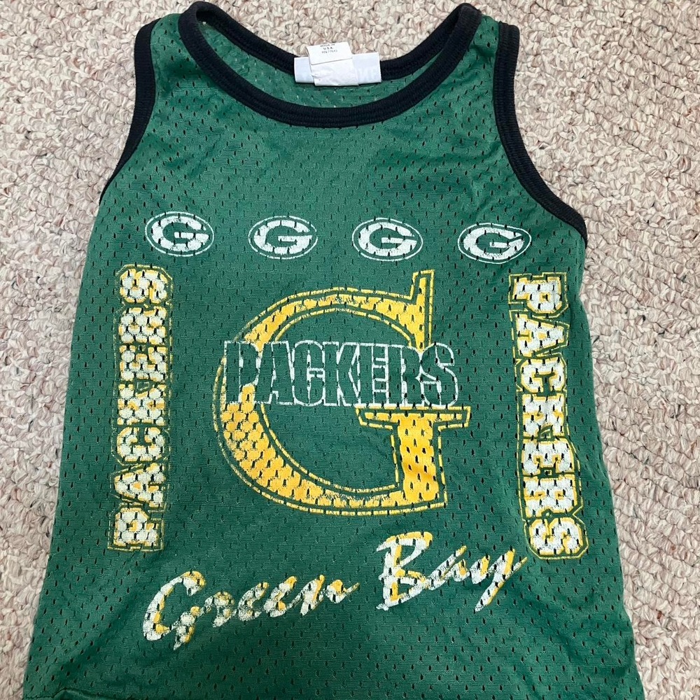 Vintage Green Bay Packers Kids Mesh Tank Top Jersey Green Size 4/5 NFL Football